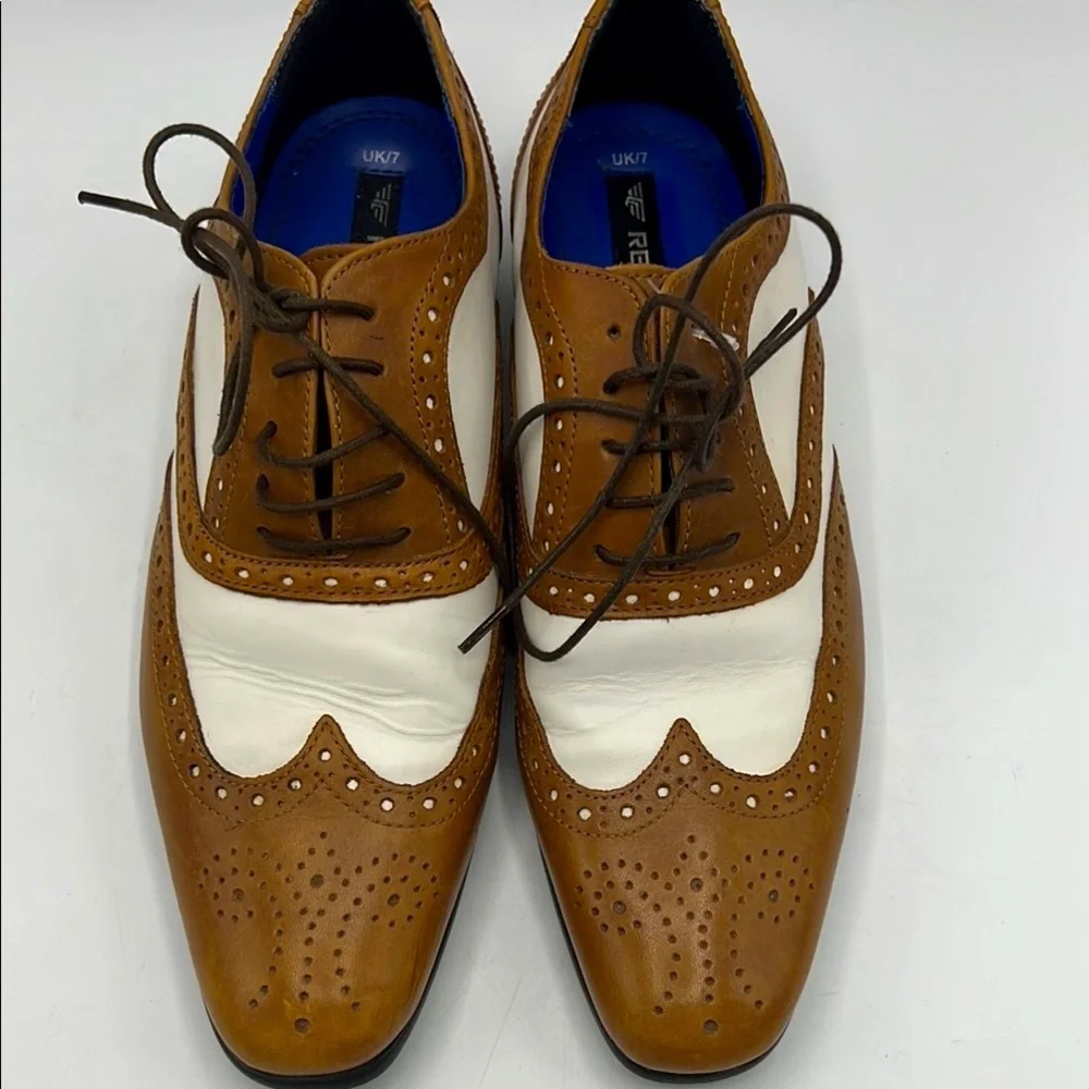 Red Tape Brown and White Oxford Shoes with Brogue Detailing - Picture 2 of 6